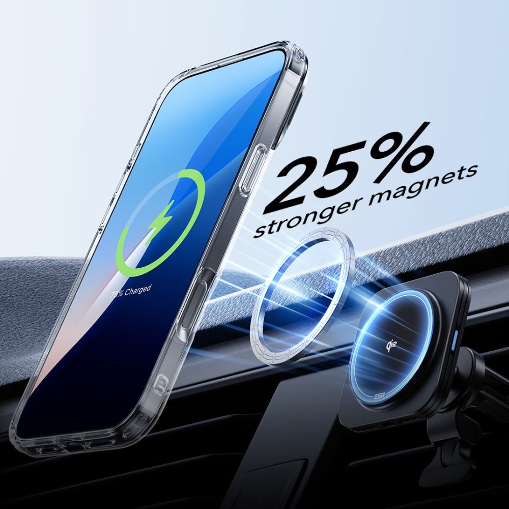 ESR iPhone 16 Plus Classic Hybrid Kickstand Halolock MagSafe Σκληρή Θήκη με Πλαίσιο Σιλικόνης και Αντιχαρακτικό Γυαλί Οθόνης - Διάφανη