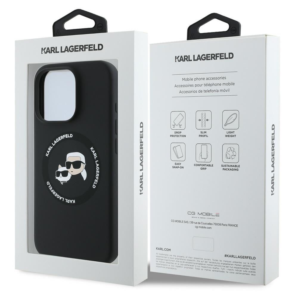 Karl Lagerfeld iPhone 16 Pro - Silicone Karl and Choupette Heads - Θήκη Σιλικόνης με MagSafe - Black - KLHMP16LSKCHTCK