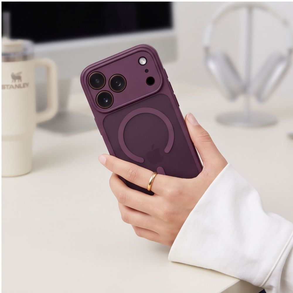 Tech-Protect iPhone 17 Pro Max / 18 Pro Max - Σκληρή Θήκη με Πλαίσιο Σιλικόνης και MagSafe - BasicMag - Matte Dark Cherry