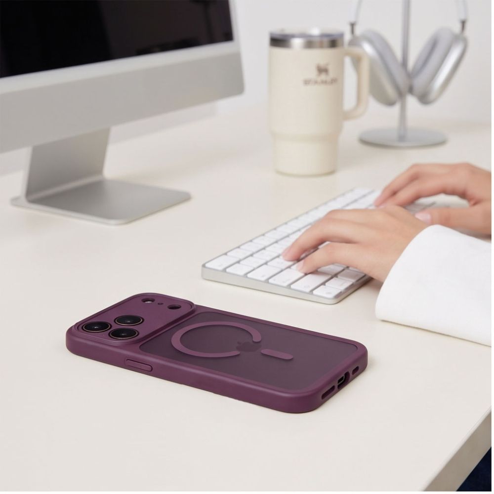 Tech-Protect iPhone 17 Pro / 18 Pro - Σκληρή Θήκη με Πλαίσιο Σιλικόνης και MagSafe - BasicMag - Matte Dark Cherry