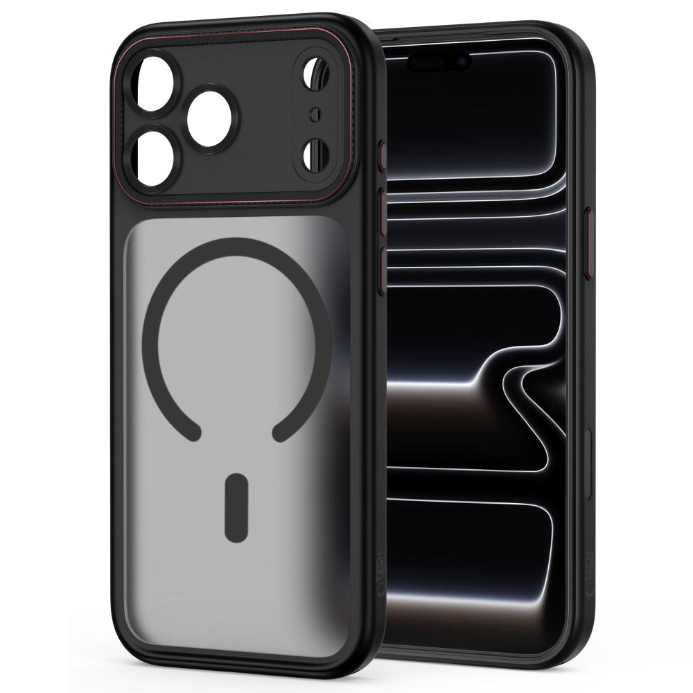 Tech-Protect iPhone 18 Pro Max / iPhone 17 Pro Max - Σκληρή Θήκη με Πλαίσιο Σιλικόνης MagSafe - MagCam - Matte Black / Red