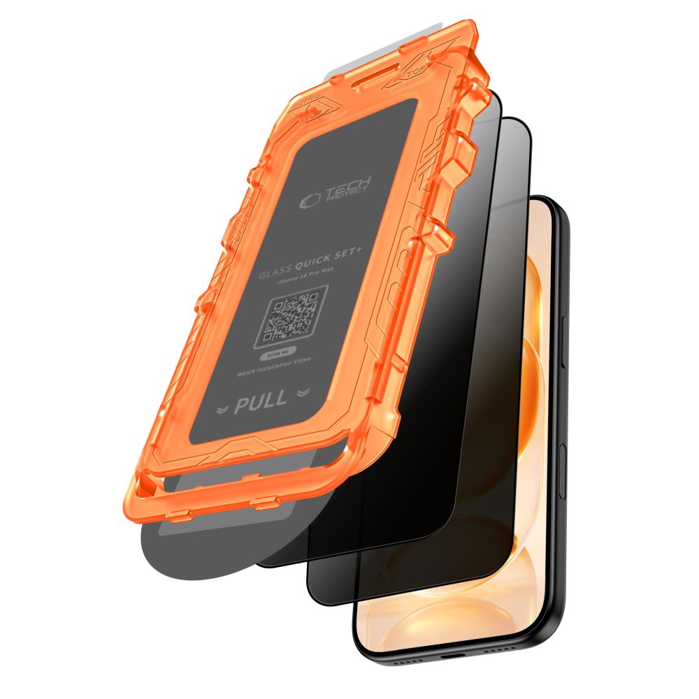 Tech-Protect iPhone 18 Pro - Σετ με 2 Full Screen Privacy Αντιχαρακτικά Γυαλιά Οθόνης με Οδηγό Τοποθέτησης - Quick Set Spy Plus - Privacy