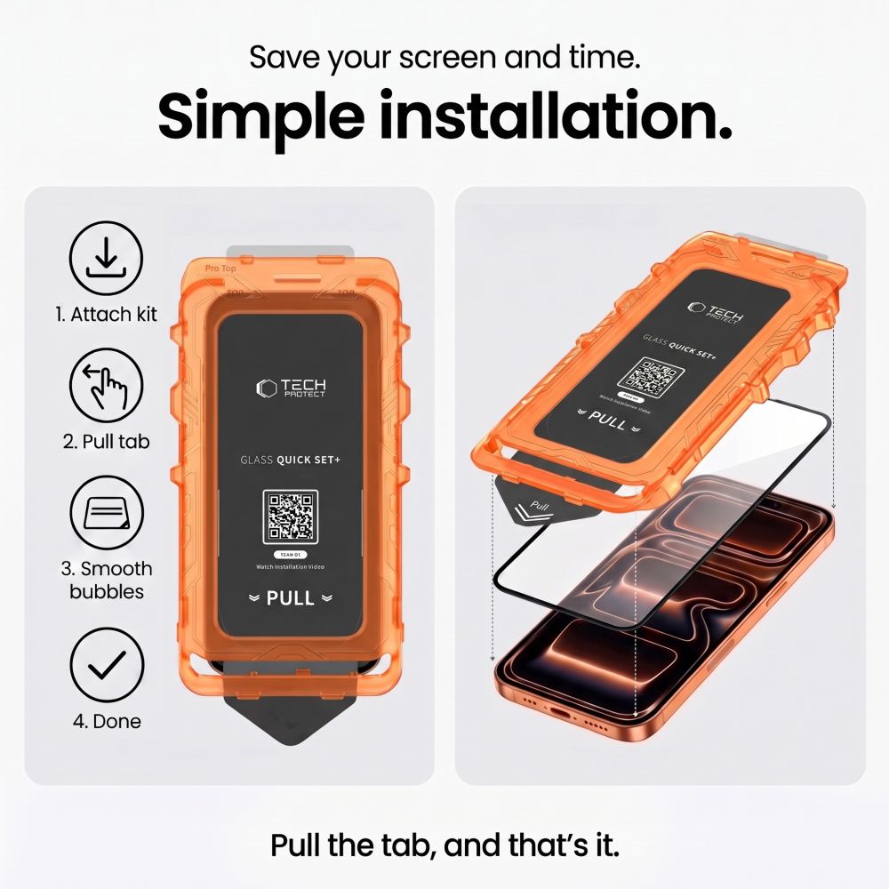 Tech-Protect iPhone 18 Pro Max / iPhone 17 Pro Max - Σετ με 2 Full Screen Αντιχαρακτικά Γυαλιά Οθόνης με Οδηγό Τοποθέτησης - Quick Set Plus - Black
