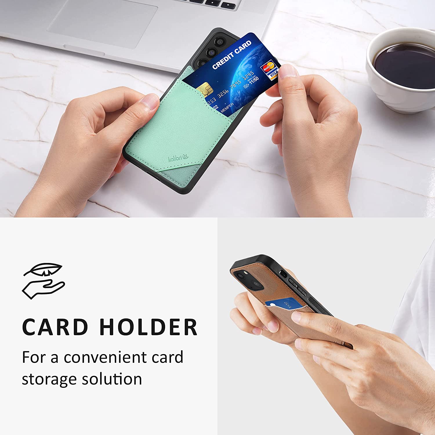 Kalibri Samsung Galaxy A53 5G Θήκη από Συνθετικό Δέρμα με Υποδοχή για Κάρτα - Mint Green / Grey Green - 59489.172