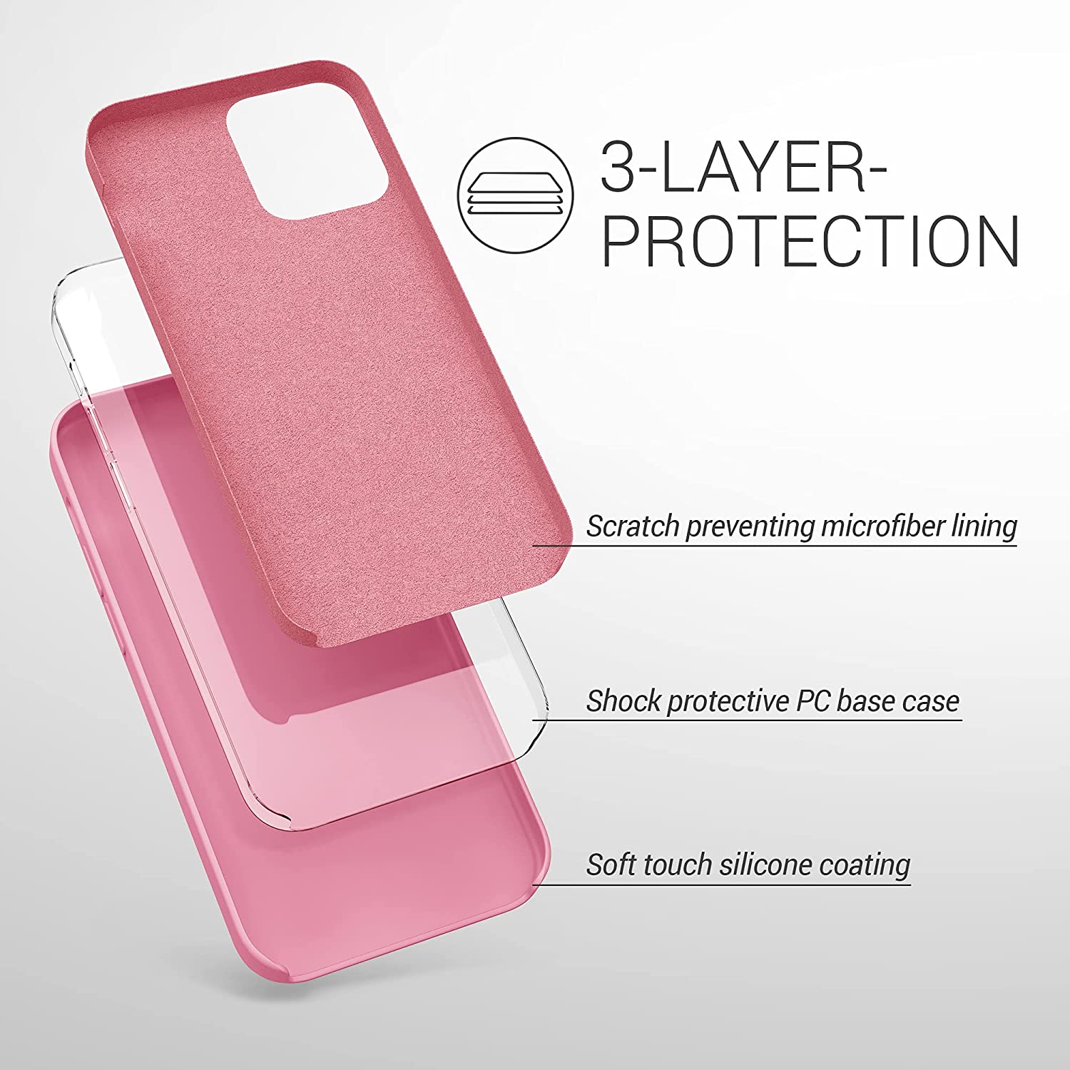 KW iPhone 12 Pro Max Θήκη Σιλικόνης Rubber TPU - Bubblegum Pink - 52644.212