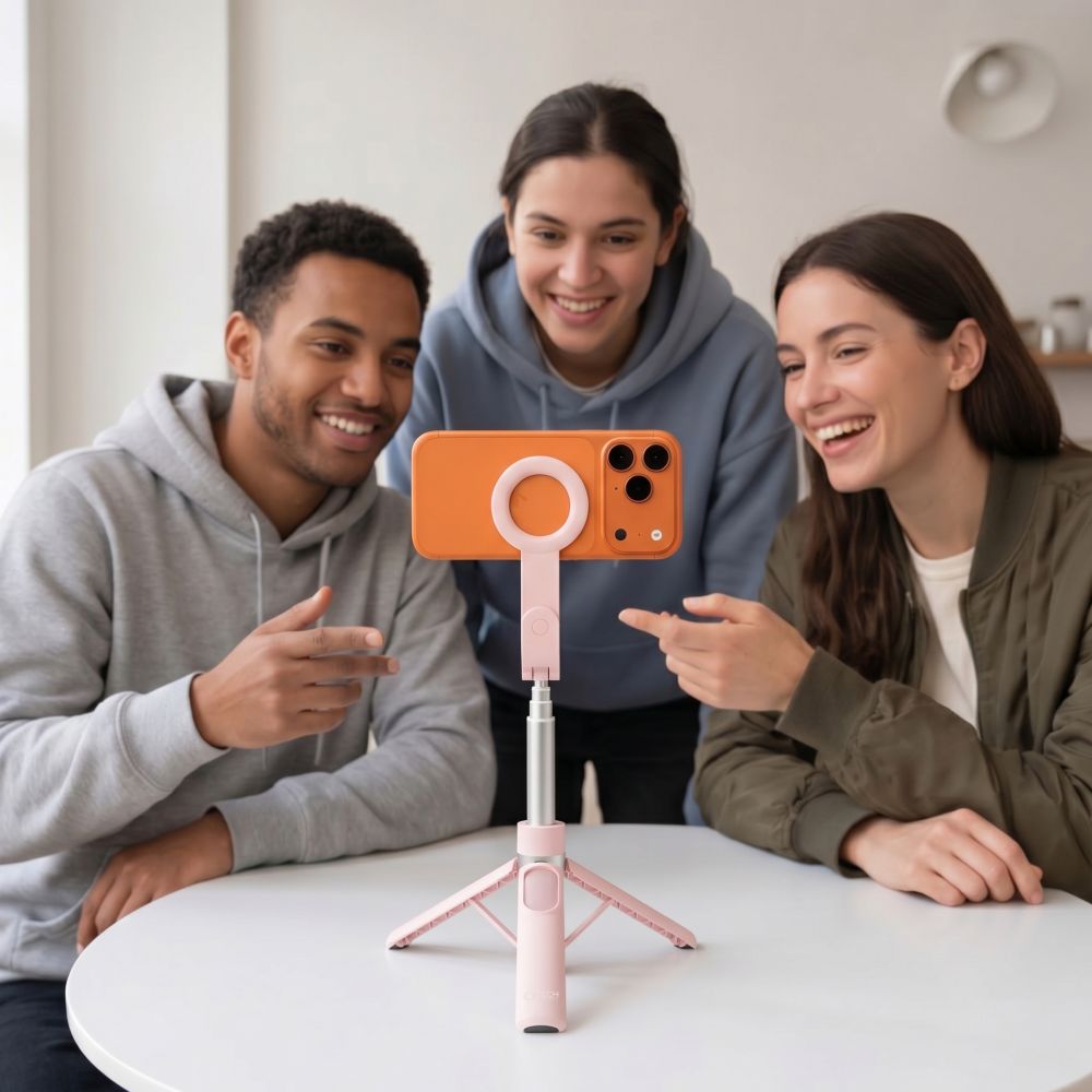 Tech-Protect Ασύρματο MagSafe Bluetooth Selfie Stick με Τρίποδο και Τηλεχειριστήριο - L11S - Pink