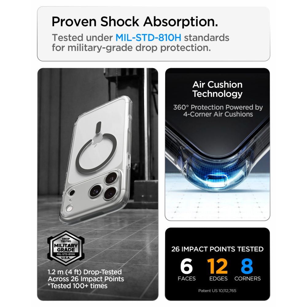 Spigen iPhone 18 Pro / iPhone 17 Pro - Σκληρή Θήκη με Πλαίσιο Σιλικόνης Και MagSafe - Ultra Hybrid Mag - Clear / Graphite