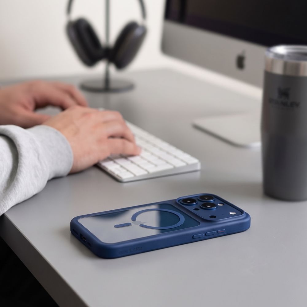 Tech-Protect iPhone 18 Pro / iPhone 17 Pro - Σκληρή Θήκη με Πλαίσιο Σιλικόνης MagSafe και 2 Αντιχαρακτικά Γυαλιά Οθόνης - MagOne CC - Deep Blue / Clear