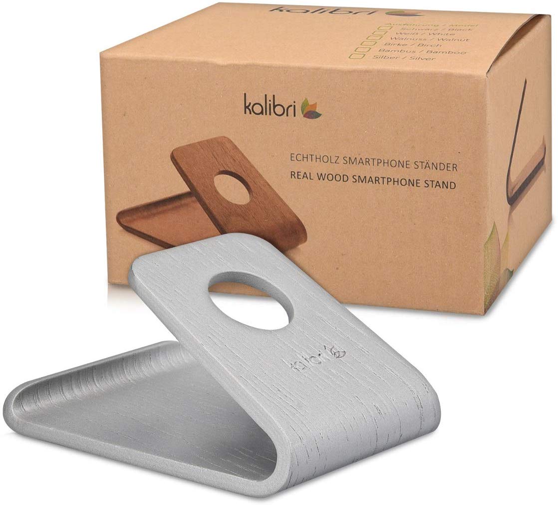 Kalibri Wooden Mobile Stand Βάση Στήριξης Κινητών από Φυσικό Ξύλο - Silver Oak - 34561.35