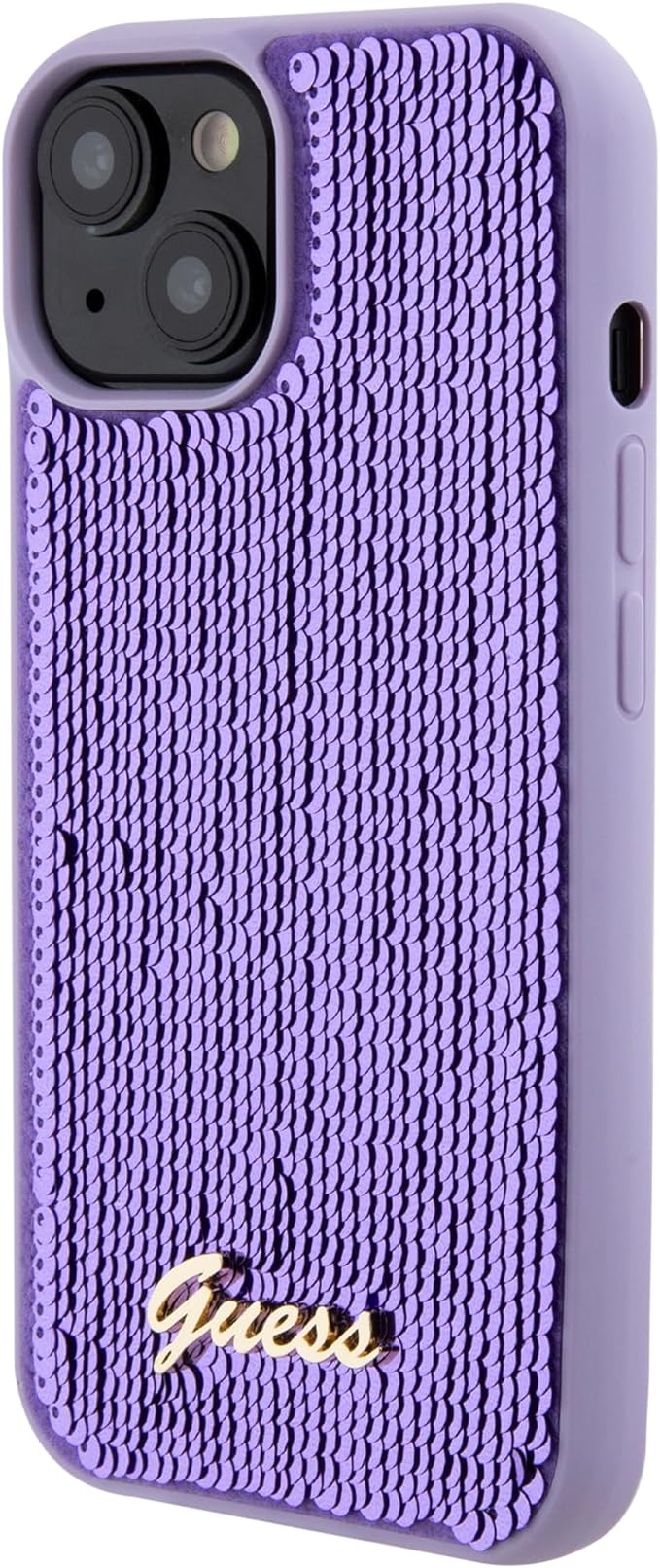 Guess iPhone 15 - Sequin Script Metal Σκληρή Θήκη με Επένδυση από Παγέτες - Purple - GUHCP15SPSFDGSU