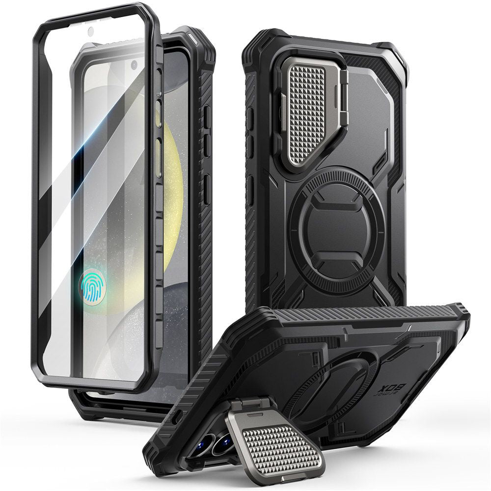 Supcase Samsung Galaxy S25 Armorbox Magsafe Σκληρή Θήκη με Προστασία Οθόνης και Κάλυμμα Κάμερας / Stand - Black