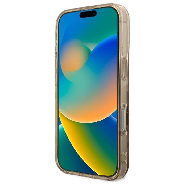 Guess iPhone 16 Pro - IML Peony On 4G Background MagSafe - Θήκη με Επένδυση Συνθετικού Δέρματος - Brown - GUHMP16LH4PYEEW