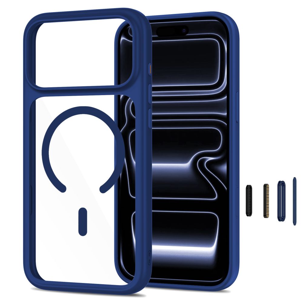 Tech-Protect iPhone 18 Pro / iPhone 17 Pro - Σκληρή Θήκη με Πλαίσιο Σιλικόνης MagSafe και 2 Αντιχαρακτικά Γυαλιά Οθόνης - MagOne CC - Deep Blue / Clear