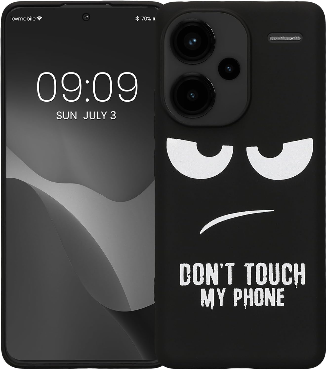 KW Xiaomi Redmi Note 13 Pro+ 5G Λεπτή Θήκη Σιλικόνης TPU - Design Don't Touch My Phone - Black / White