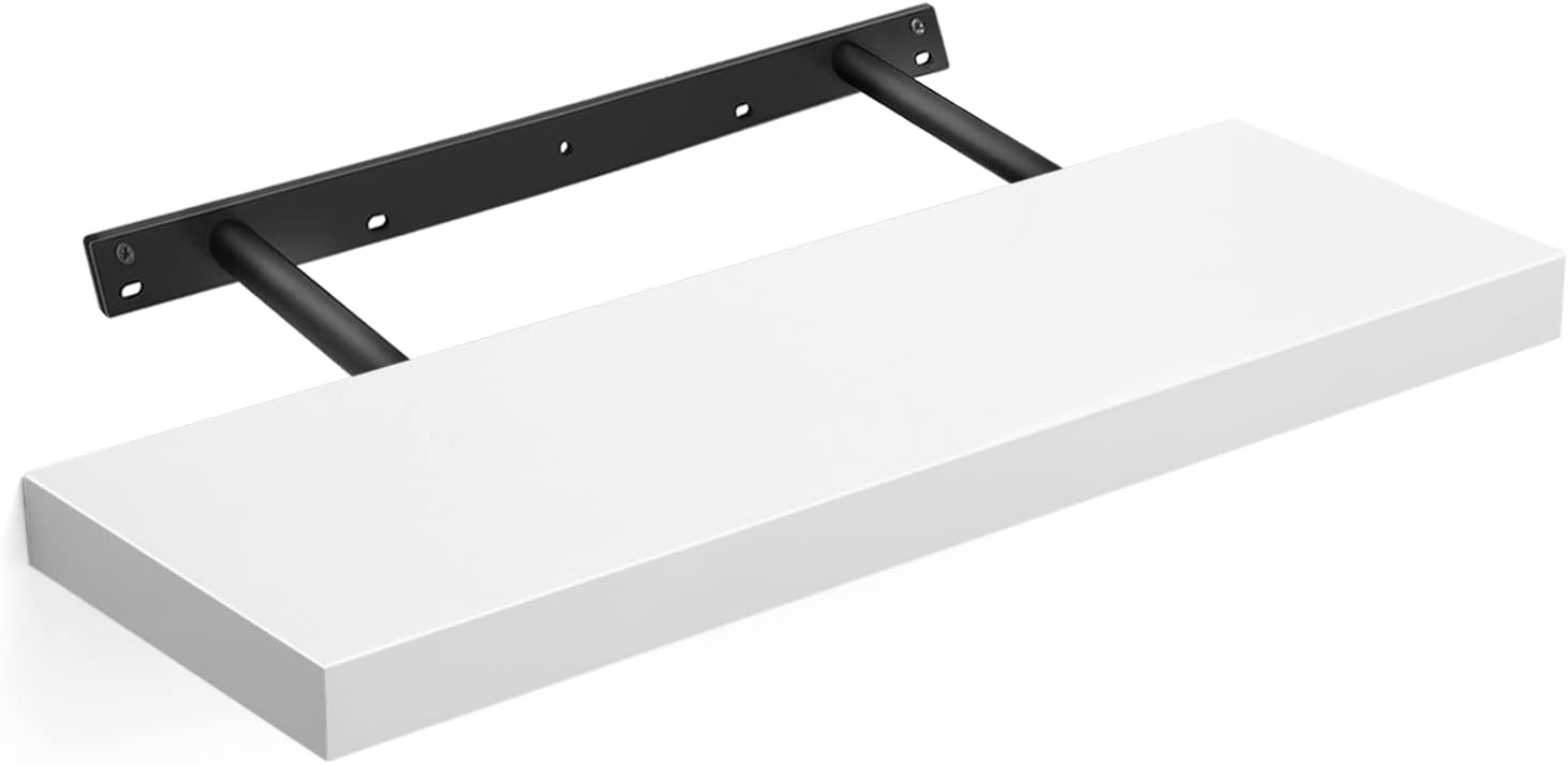 Vasagle Επιτοίχιο Ράφι - 60 x 20 x 3.8 cm - White - LWS26WT