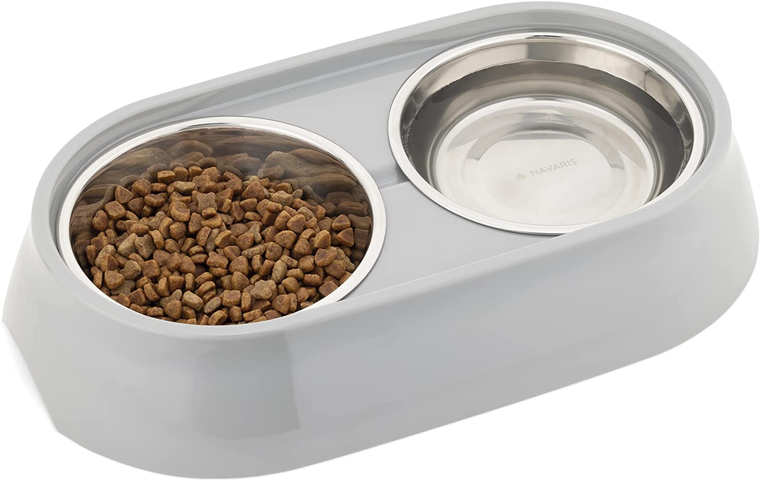 Navaris Σετ με 2 Μπολ Φαγητού και Νερού από Ανοξείδωτο Ατσάλι με Βάση για Κατοικίδια - 58235.2