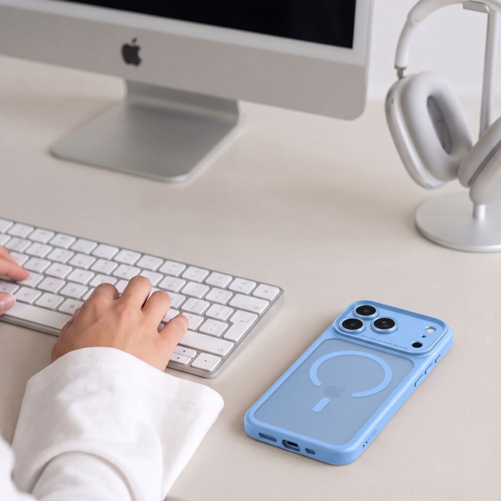 Tech-Protect iPhone 18 Pro / iPhone 17 Pro - Σκληρή Θήκη με Πλαίσιο Σιλικόνης και MagSafe - MagPeak MagSafe CC - Matte Light Blue