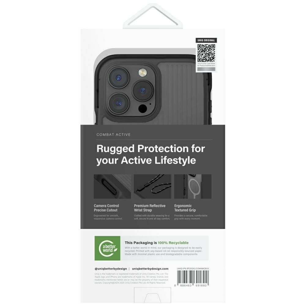 Uniq iPhone 16 Pro Max Combat Active MagClick Charging - Σκληρή Θήκη με Πλαίσιο Σιλικόνης και MagSafe - Black