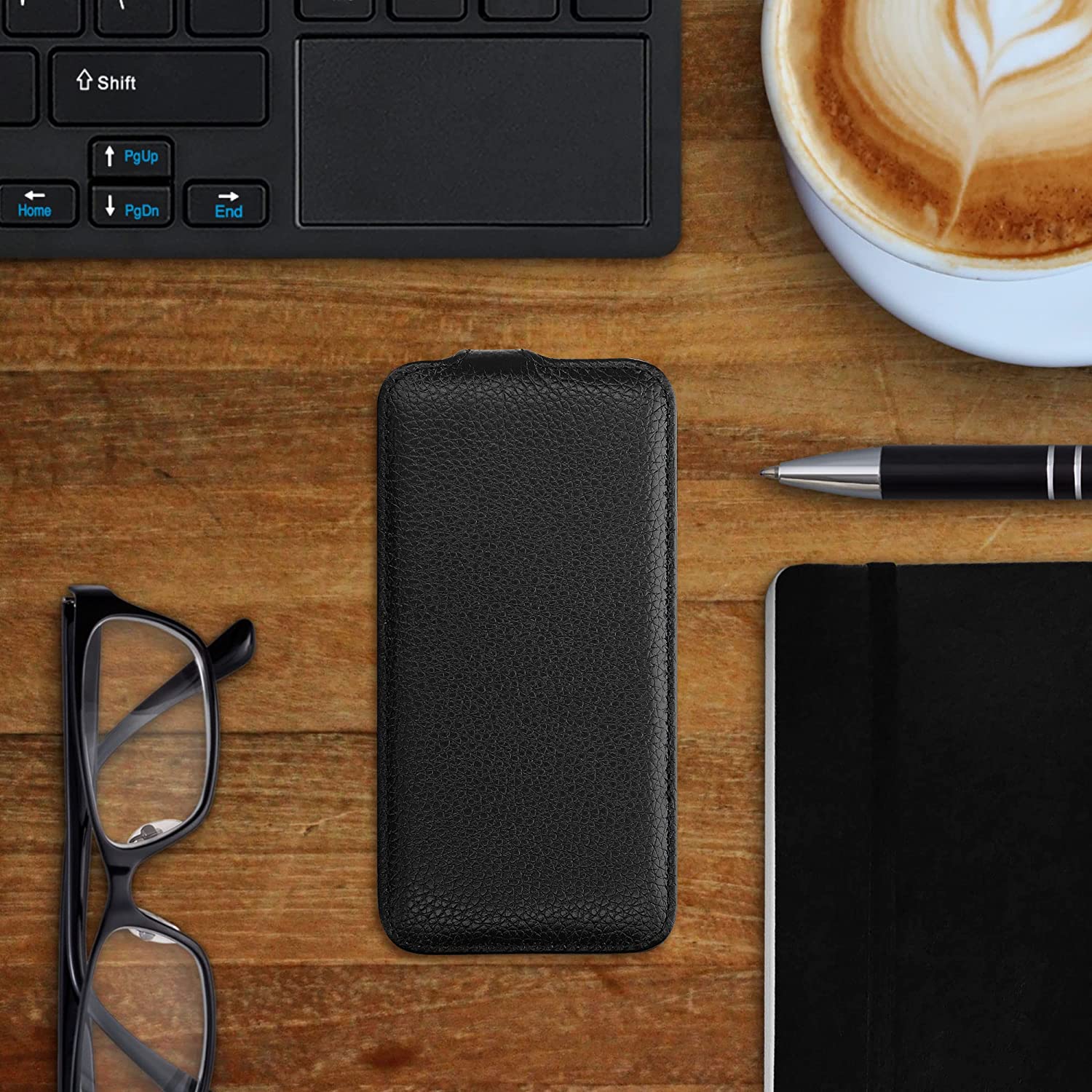 Kalibri iPhone 13 Θήκη Flip από Γνήσιο Δέρμα - Black - 56410.01