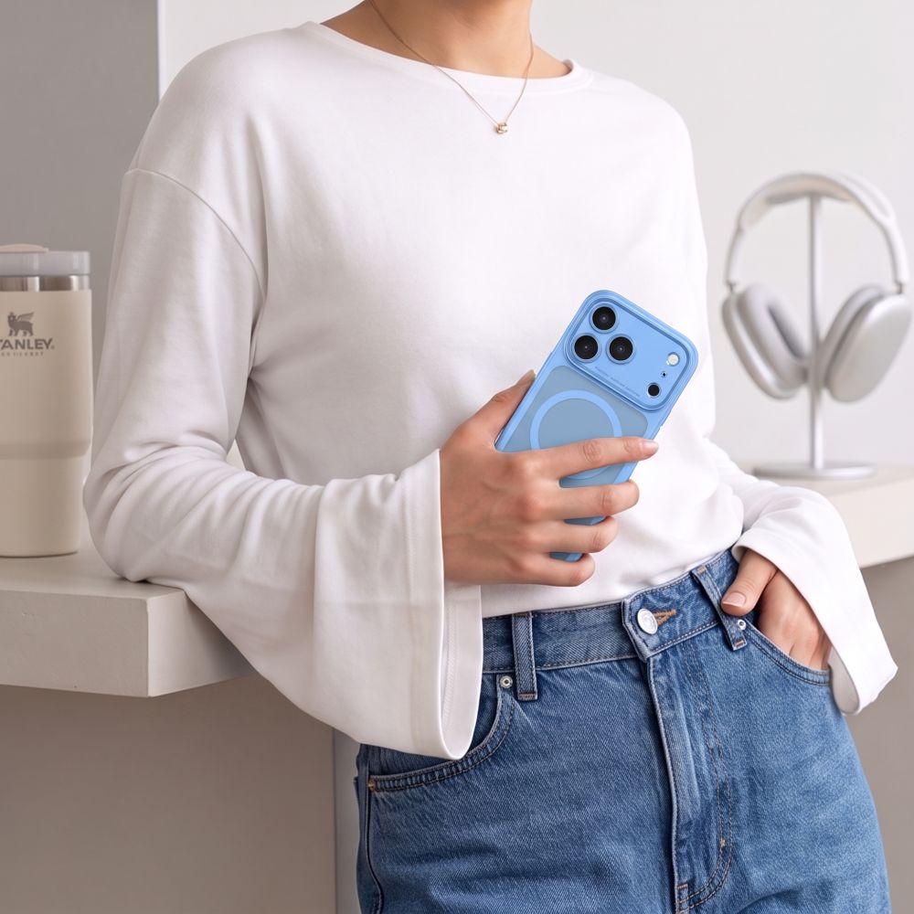 Tech-Protect iPhone 18 Pro / iPhone 17 Pro - Σκληρή Θήκη με Πλαίσιο Σιλικόνης και MagSafe - MagPeak MagSafe CC - Matte Light Blue