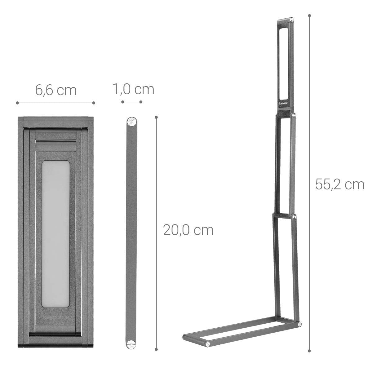 KW LED Folding Desk Lamp Επαναφορτιζόμενο Αναδιπλούμενο Μεταλλικό Φωτιστικό με καλώδιο Micro USB - Anthracite - 45535.73