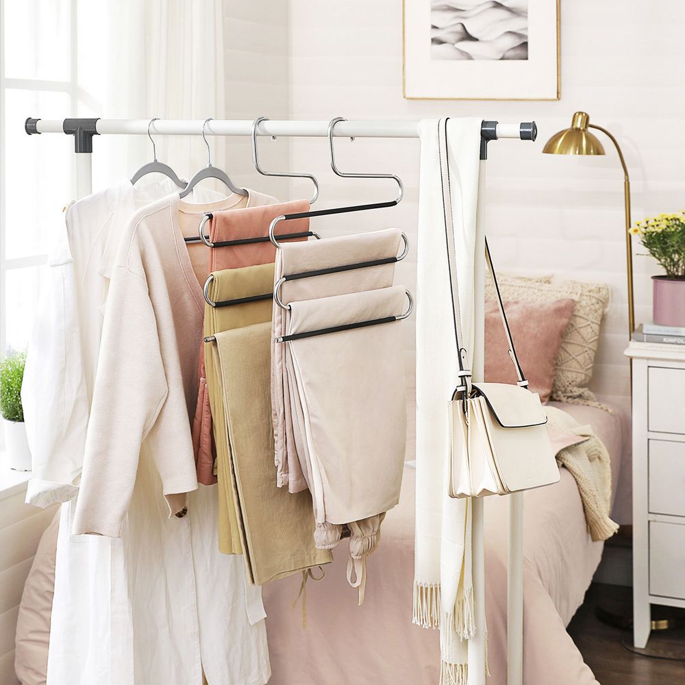 Songmics Σετ με 4 Κρεμάστρες Παντελονιών 5 Θέσεων - Silver / Black - CRI043BK