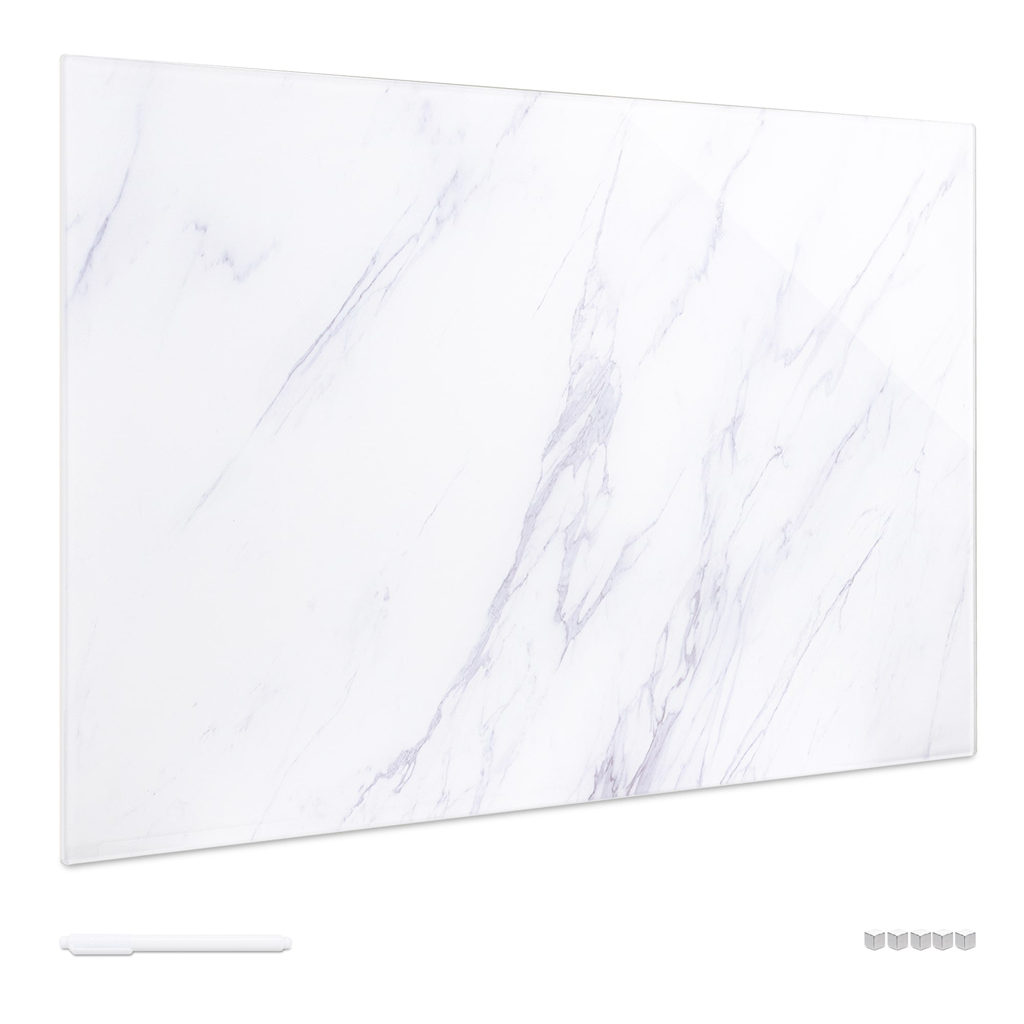 Navaris Μαγνητικός Γυάλινος Πίνακας - 60 x 40cm - Design White Marble - 45724.07