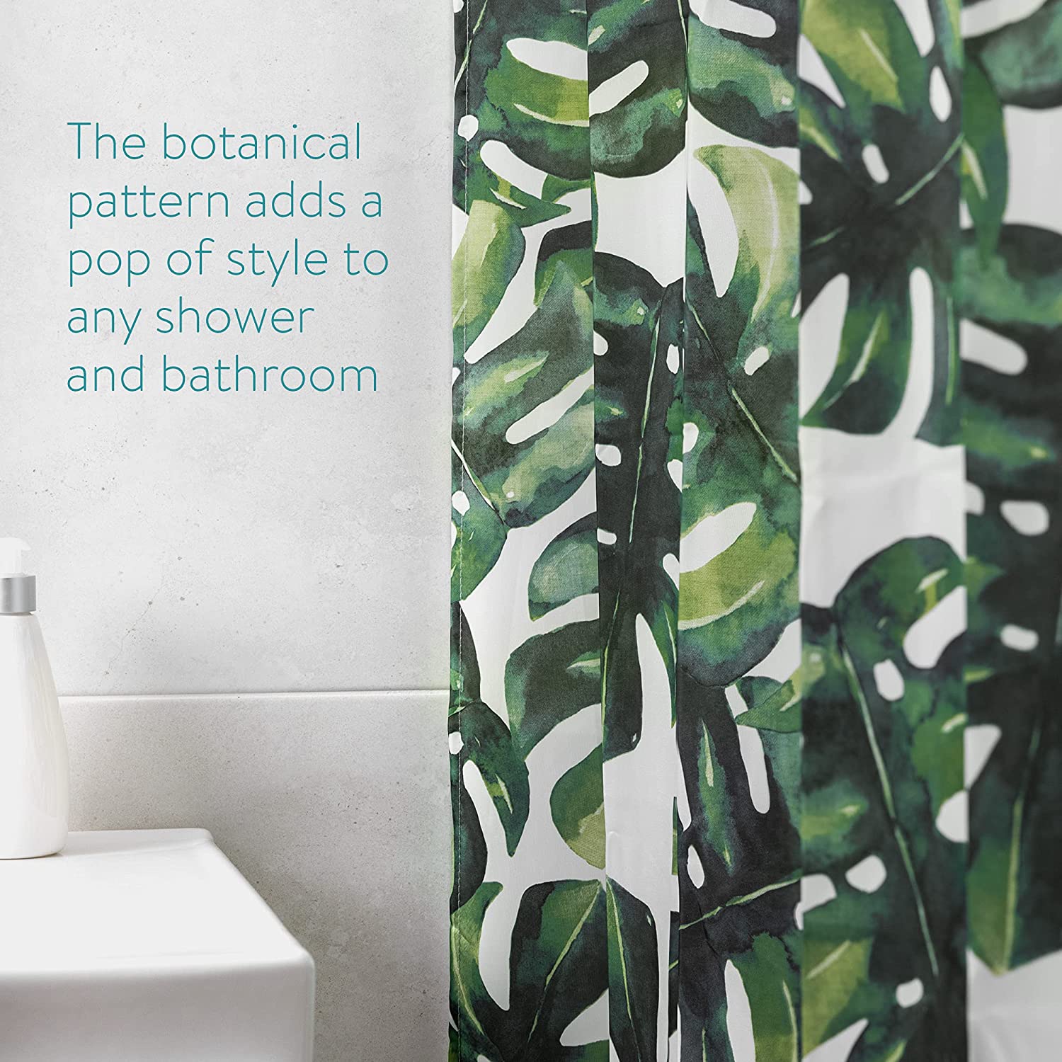 Navaris Κουρτίνα Μπάνιου - Design Monstera - Green / White - 54265.01