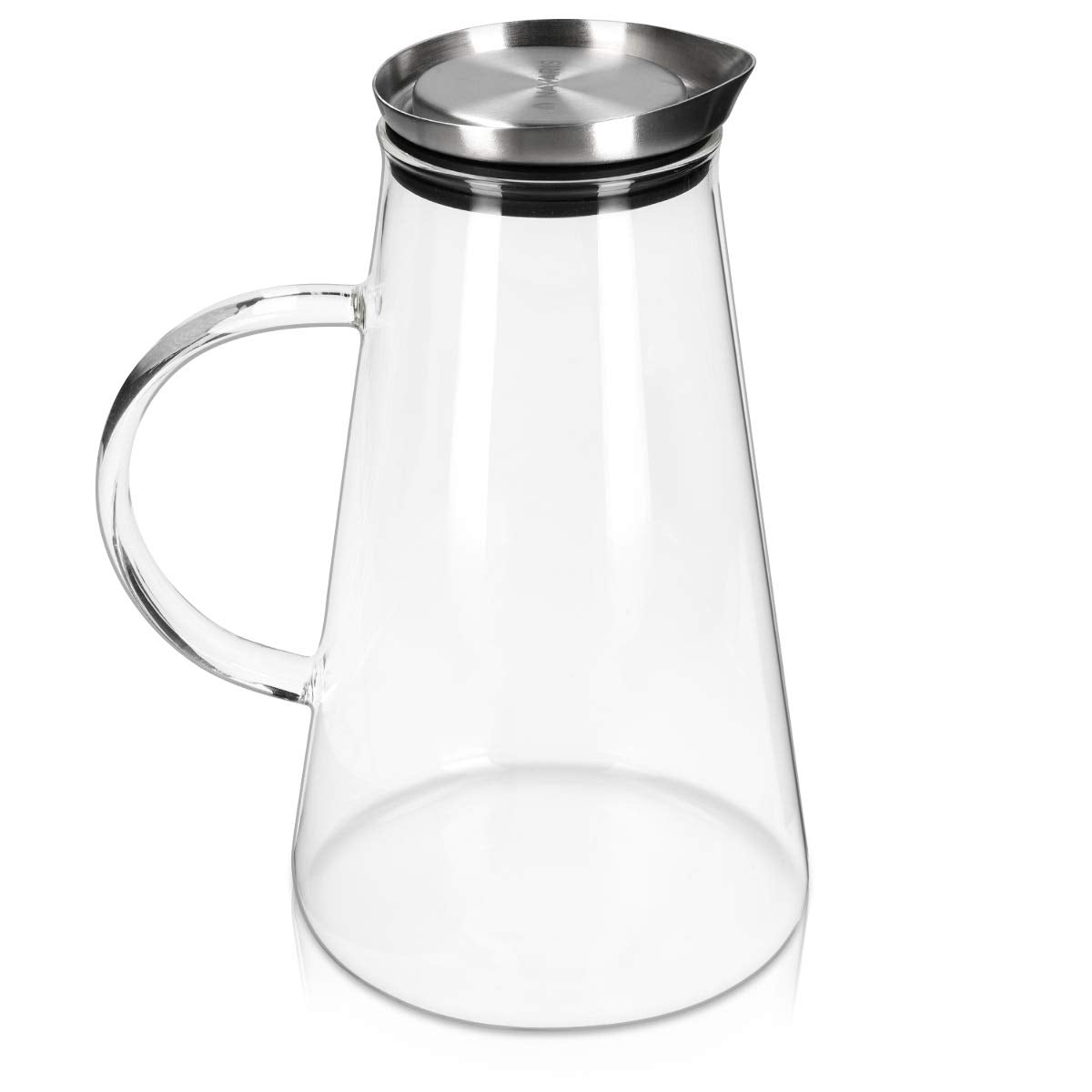 Navaris Glass Water Carafe with Lid Γυάλινη Κανάτα Νερού - 1.6L - Clear - 46894.01