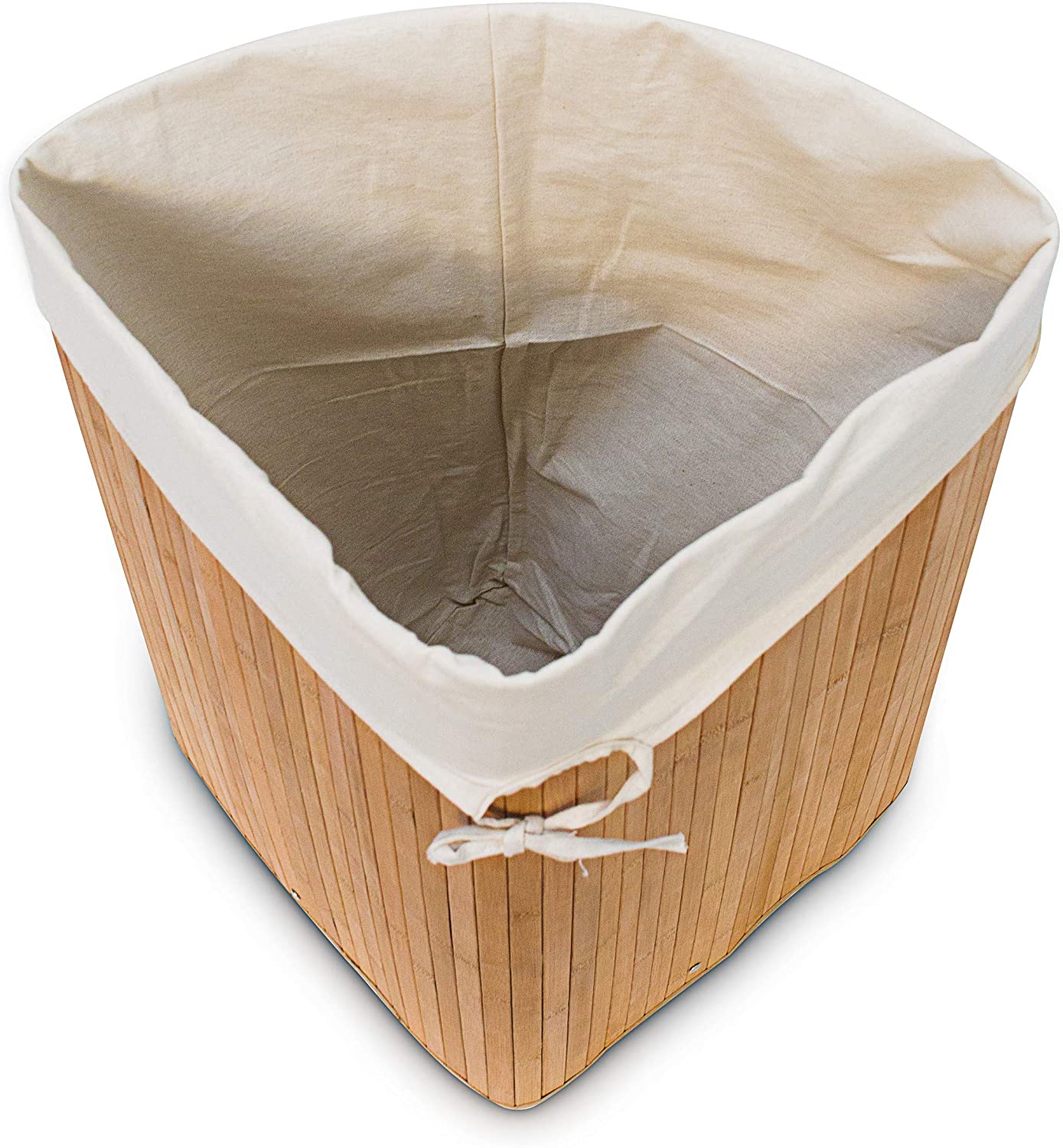 Relaxdays Καλάθι Απλύτων από Μπαμπού με Καπάκι - Natural / White - 4052025046798 - likebrands.gr