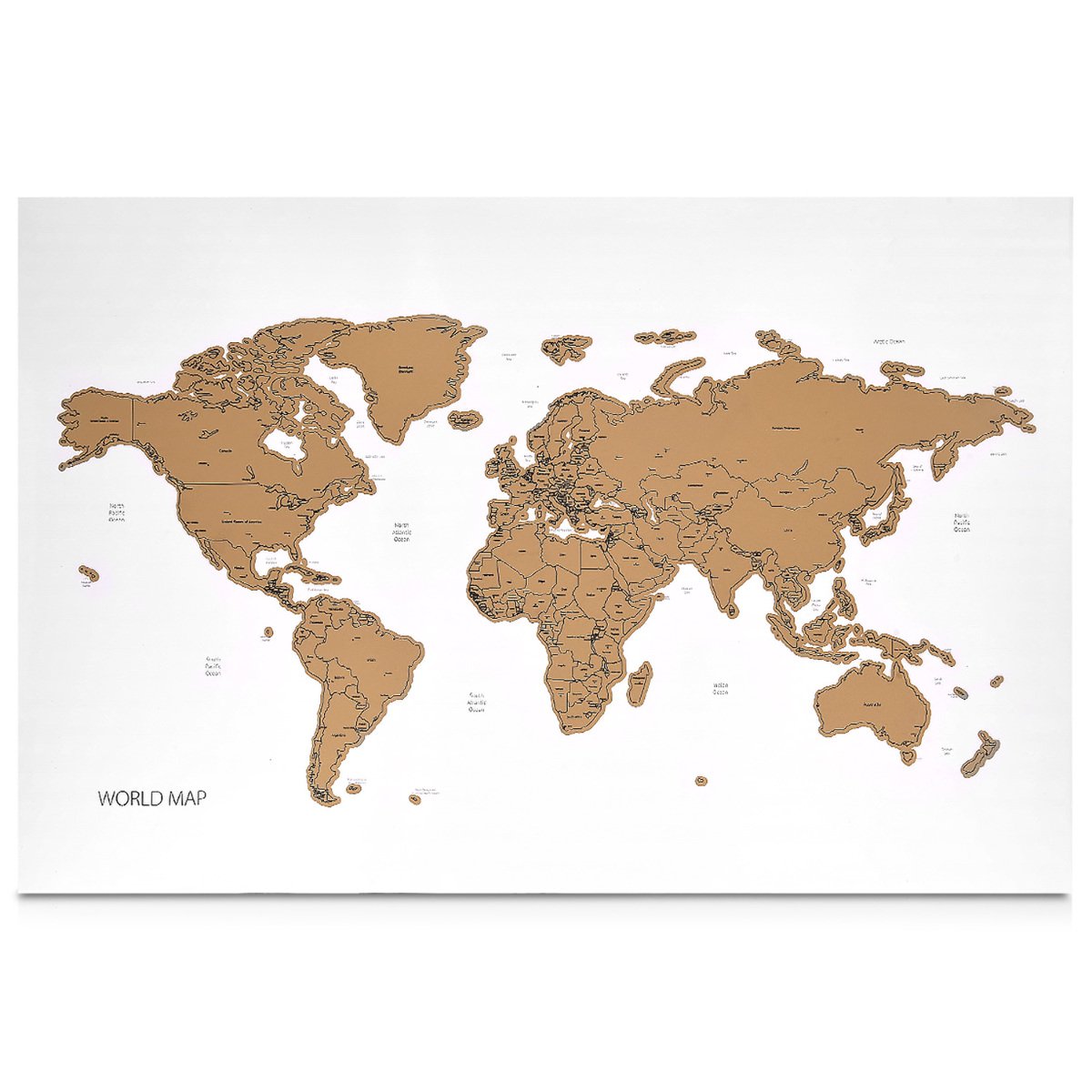 Navaris Magnetic Notice Memo Board 60 x 40 cm - Μαγνητικός Πίνακας με Scratch off Χάρτη - Design World Map - White - 46332.01