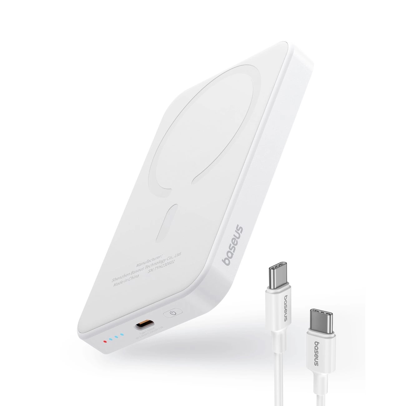 Baseus Magnetic Mini Ασύρματο MagSafe PowerBank 5000mAh 20W με Καλώδιο Type-C to Type-C - White - P10022107223-00