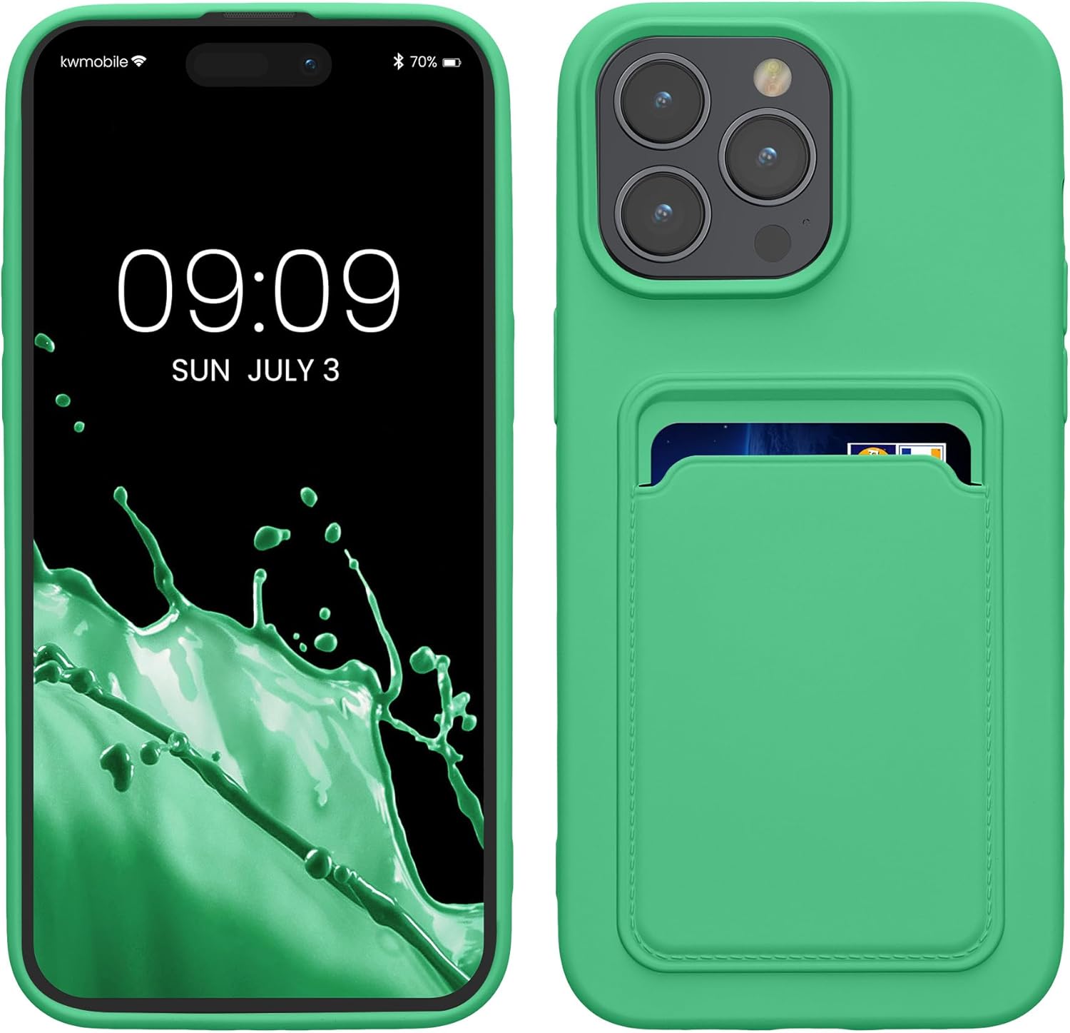 KW iPhone 15 Pro Max Θήκη Σιλικόνης TPU με Υποδοχή για Κάρτα - Lime Green