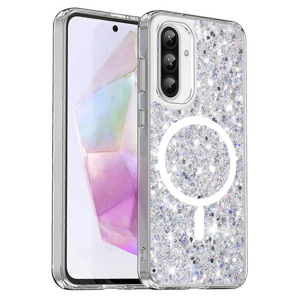 Techsuit Samsung Galaxy A36 5G / A56 5G - MagSafe - Sparkly Glitter - Σκληρή Θήκη με Πλαίσιο Σιλικόνης - White