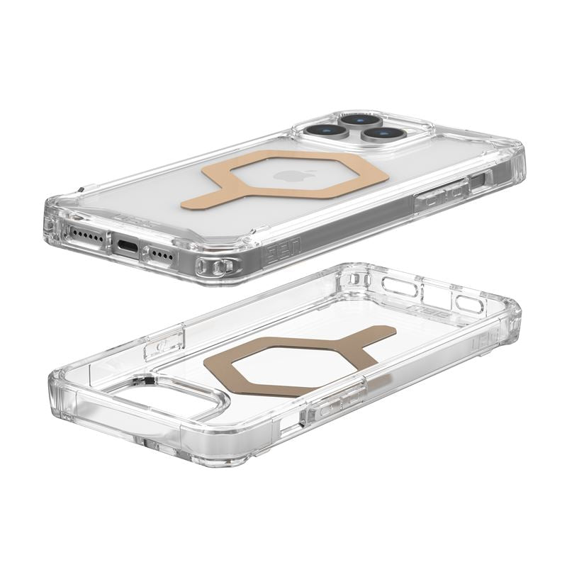 UAG iPhone 15 Pro Max Plyo Series Θήκη Υψηλής Προστασίας με MagSafe - Ice / Gold - Διάφανη