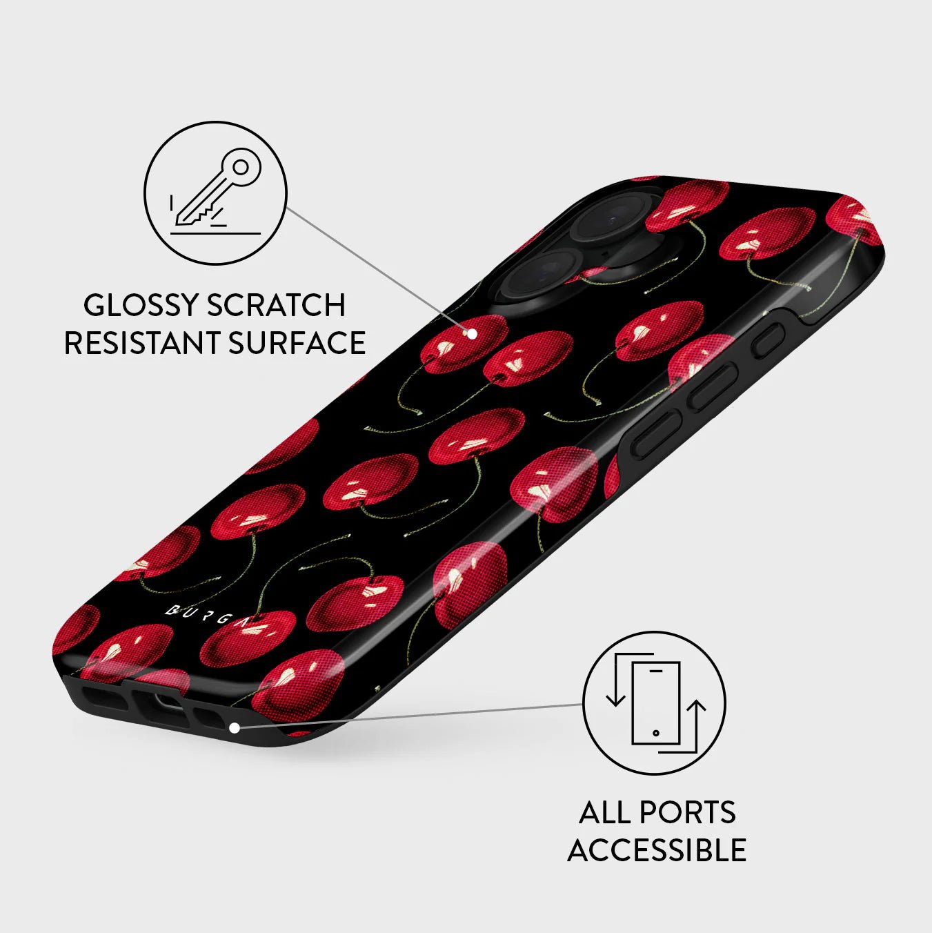Burga iPhone 16 Fashion Tough MagSafe Σκληρή Θήκη με MagSafe - Cherrybomb