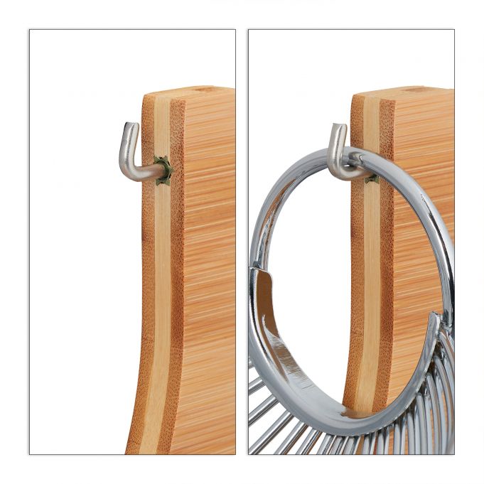 Relaxdays Καλάθι Φρούτων από Μπαμπού και Ανοξείδωτο Ατσάλι - Brown / Silver - 4052025288501