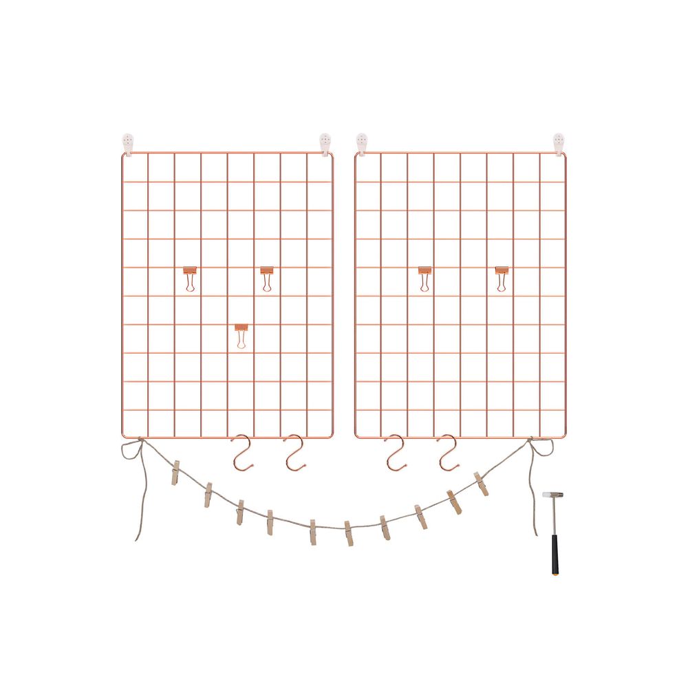 Songmics Σετ με 2 Μεταλλικά Διακοσμητικά Πλέγματα Τοίχου για Φωτογραφίες και Σημειώσεις - Rose Gold - LPP01DR