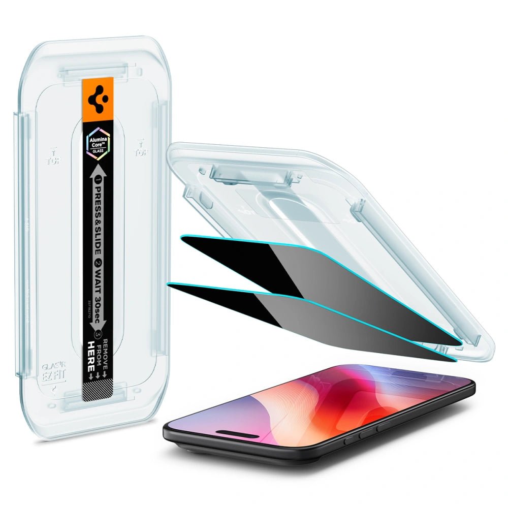 Spigen iPhone Air - Glas.TR EZ Fit - Privacy Αντιχαρακτικό Γυαλί Οθόνης - 2 Τεμάχια - Privacy - AGL09862