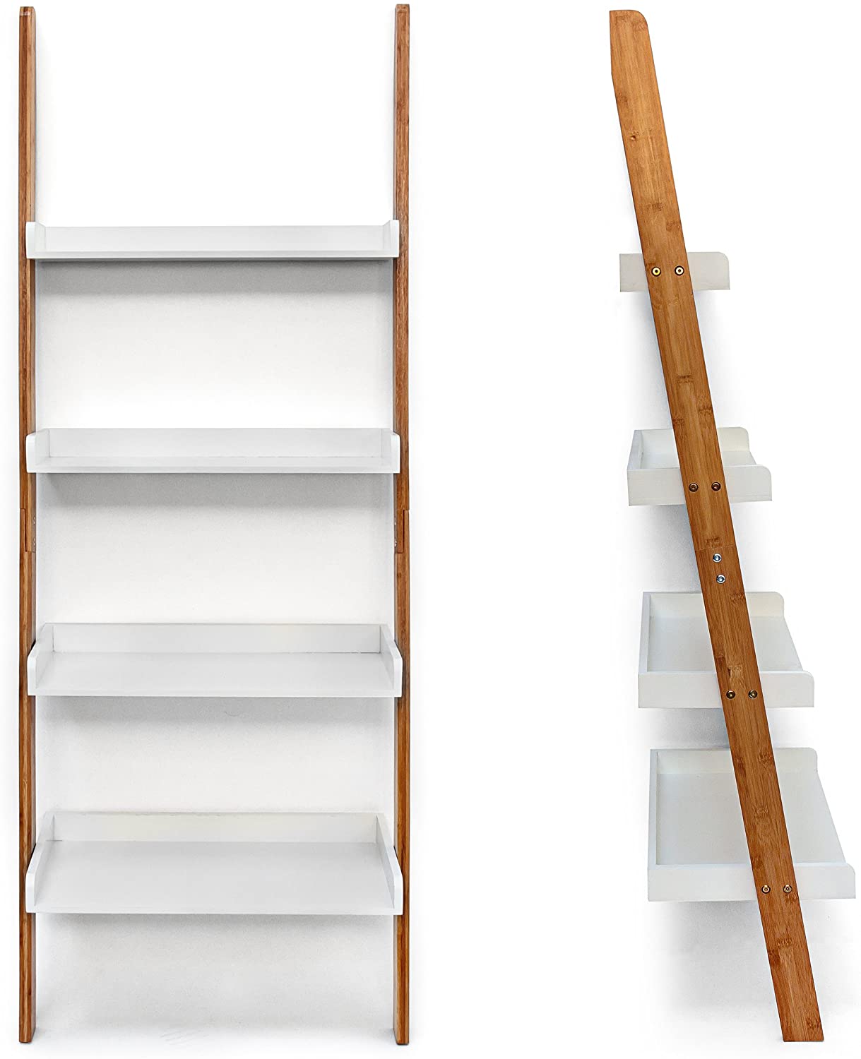 Relaxdays Διακοσμητική Σκάλα Δαπέδου με 4 Ράφια - 56 x 34 x 144 cm - Natural - 4052025191702