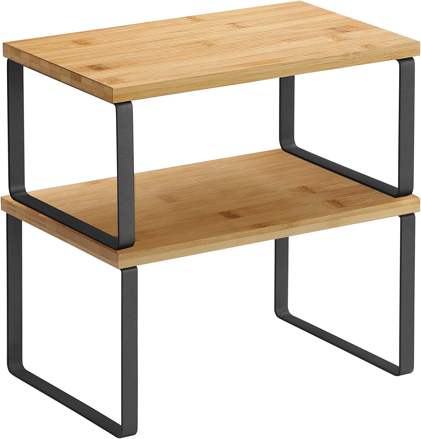 Songmics Σετ με 2 Ξύλινα Ράφια για τον Πάγκο - Black / Natural - KCS02NB