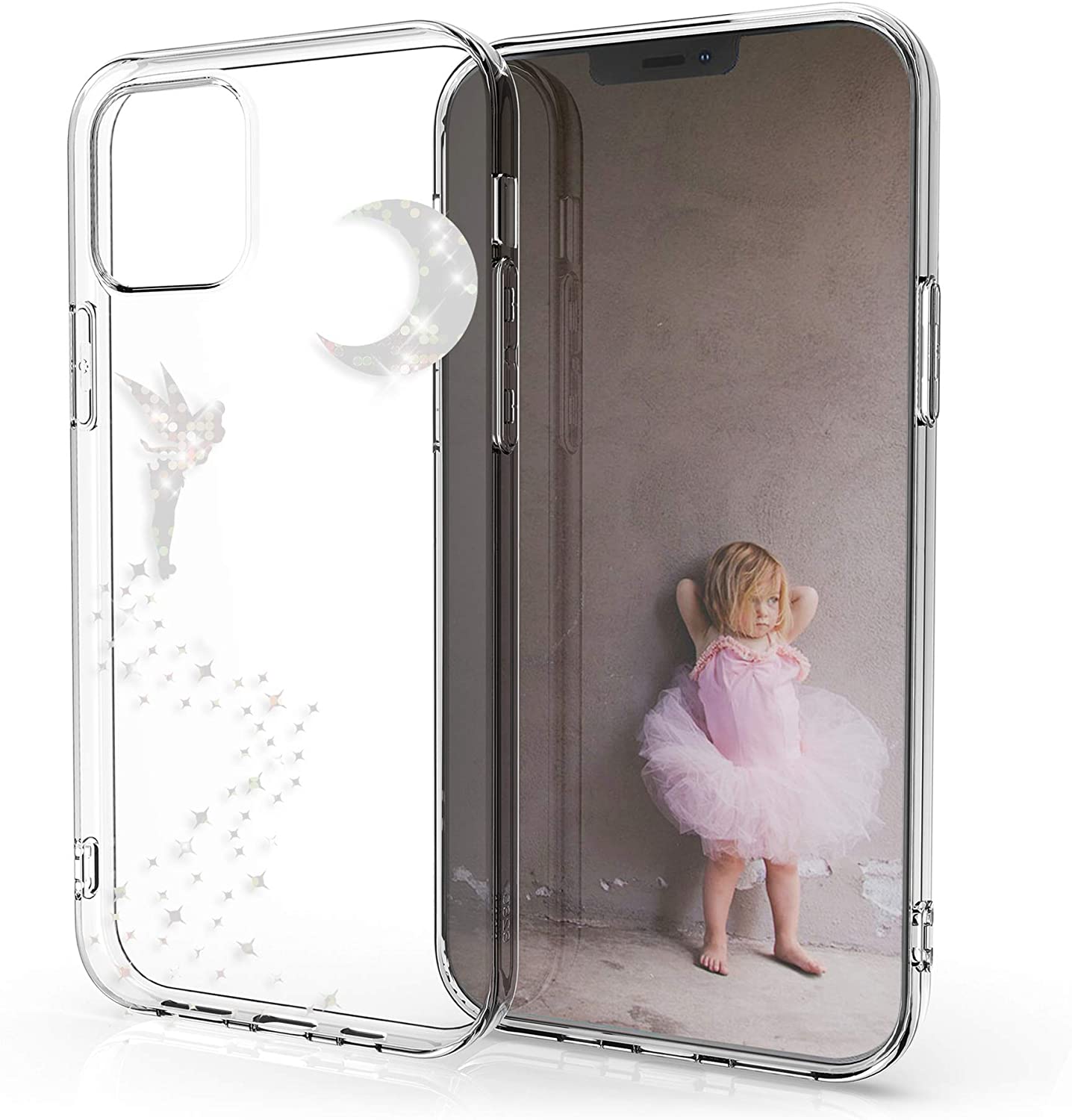 KW iPhone 12 / iPhone 12 Pro Θήκη Σιλικόνης TPU Design Glittery Fairy - Διάφανη / Silver - 53035.03