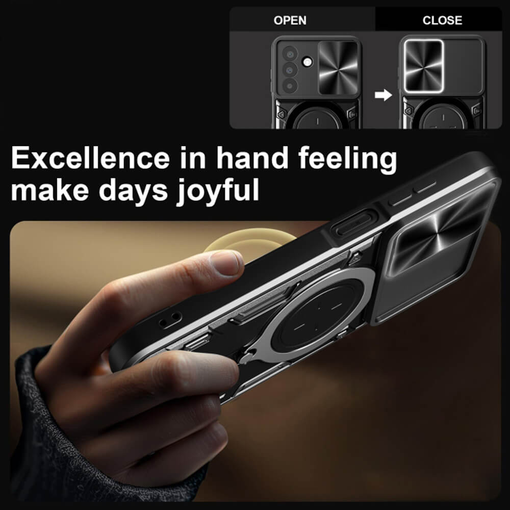 Techsuit Samsung Galaxy A26 5G - CamGuard Pro - Σκληρή Θήκη με Προστασία Καμερών και Δαχτυλίδι Συγκράτησης - Black