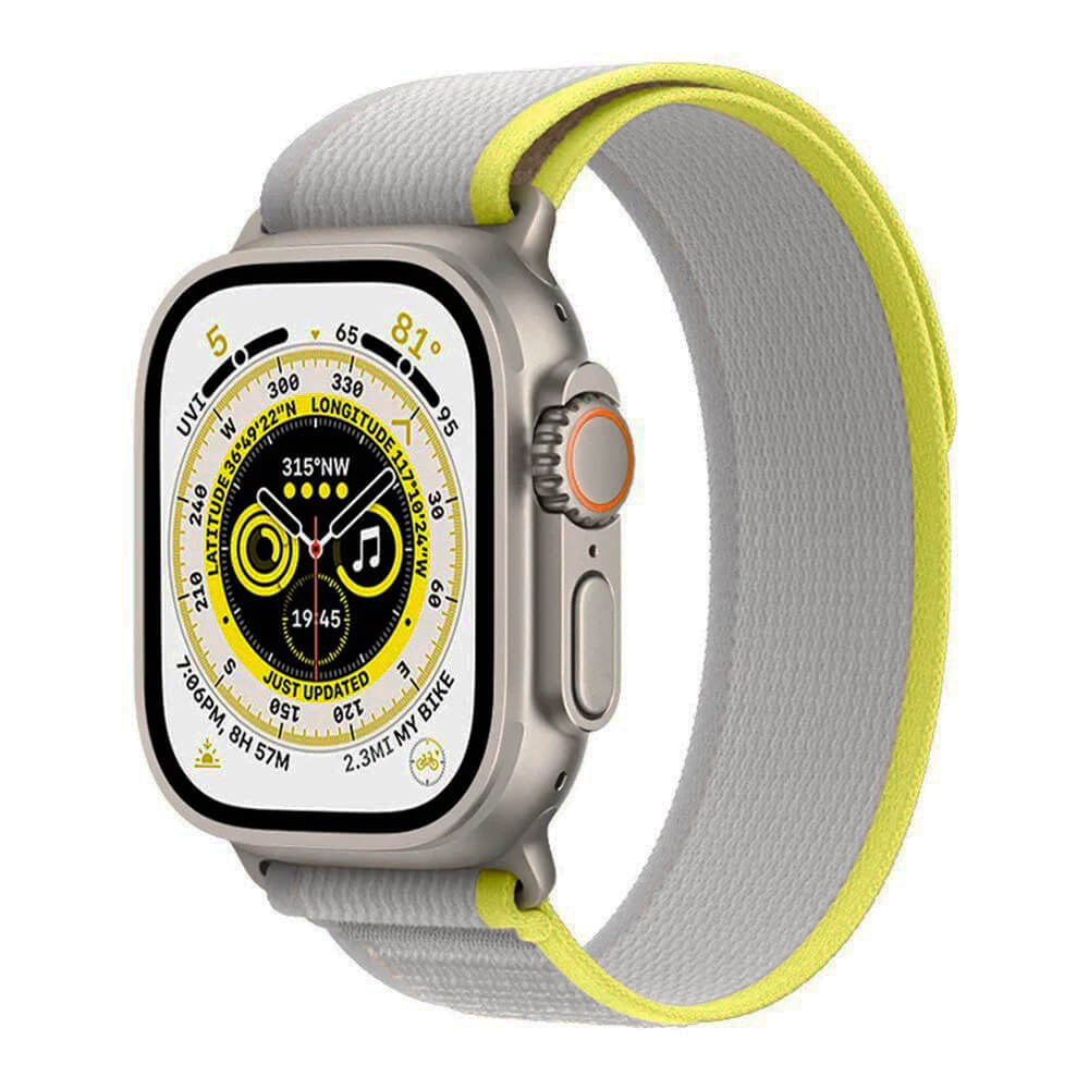 Techsuit Λουράκι Apple Watch 2/3/4/5/6/7/8/9/10/11 - SE (1/2/3) - 38/40/41/42mm Watchband W039 Nylon - Yellow / Gray
