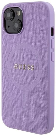Guess iPhone 15 Plus Saffiano MagSafe Σκληρή Θήκη με Πλαίσιο Σιλικόνης και MagSafe - Purple - GUHMP15MPSAHMCU