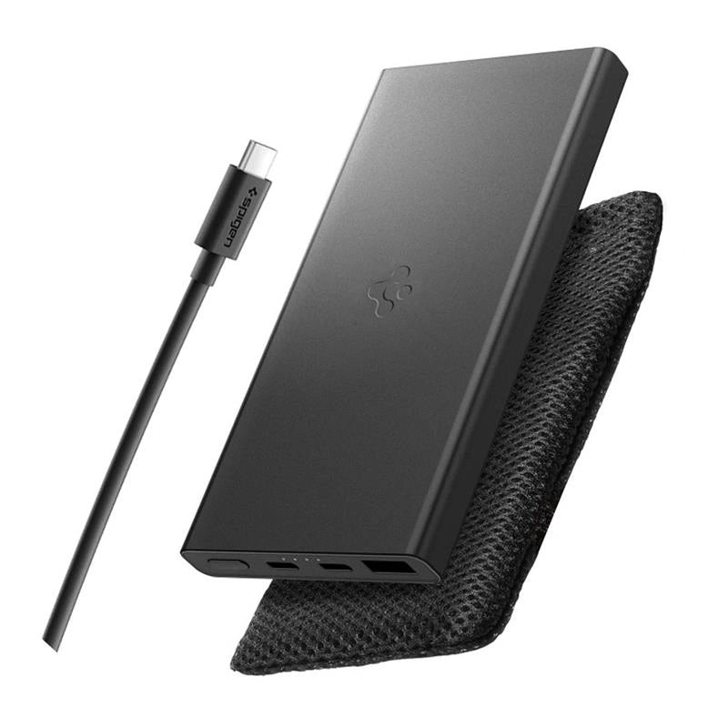 Spigen Essentail EA2210 PowerBank 10000mAh 22.5W με 1 Θύρα Type-C και 1 Θύρα USB και Καλώδιο Type-C to Type-C - Black