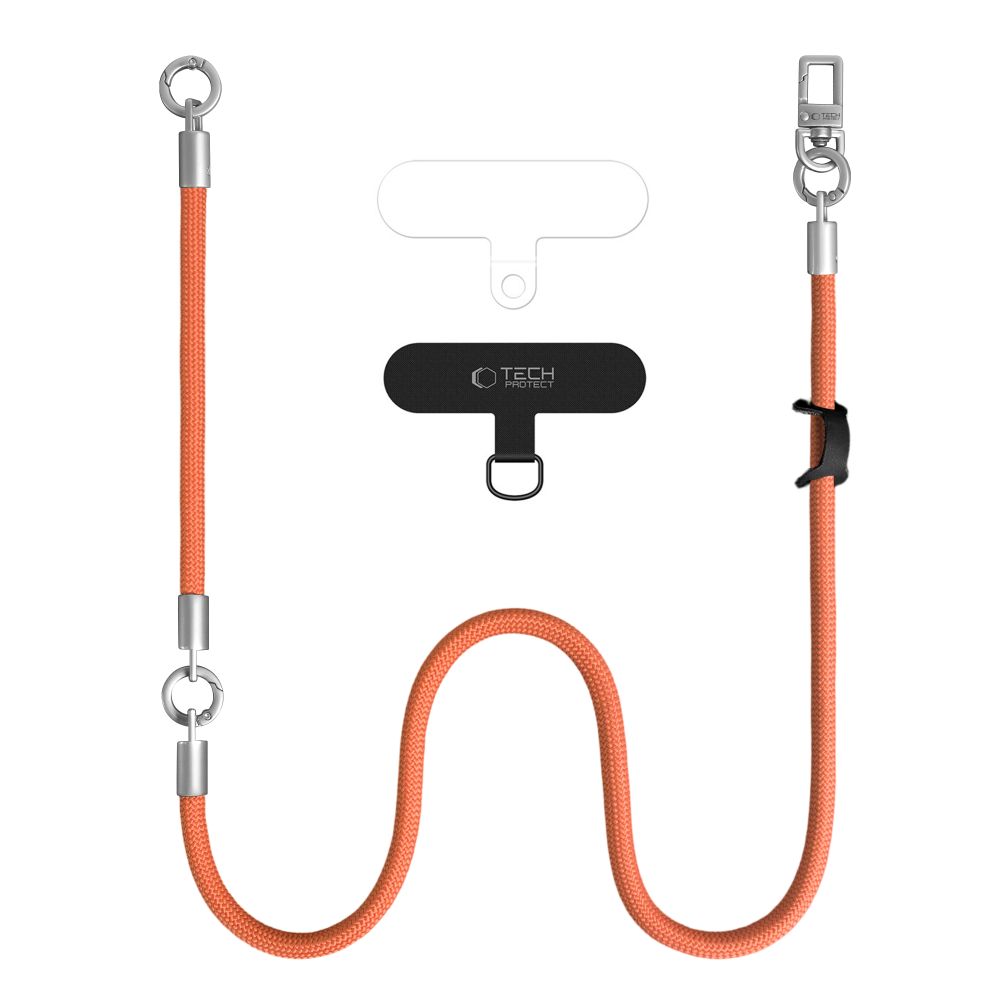 Tech-Protect Universal Λουράκι για Θήκη Κινητού - C10S Rope CrossBody / Wrist Strap - Orange / Titanium