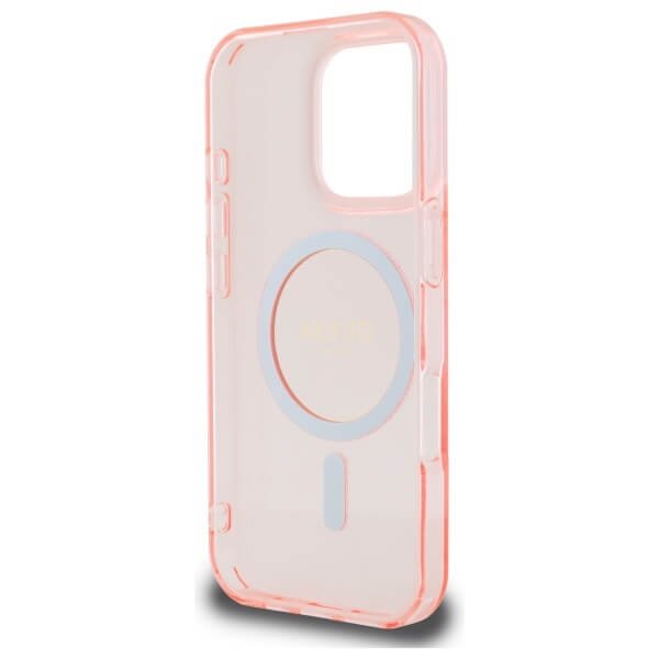 Guess iPhone 16 Pro - IML Glitter Circle MagSafe - Σκληρή Θήκη με Πλαίσιο Σιλικόνης - Pink - GUHMP16LHFGEREP