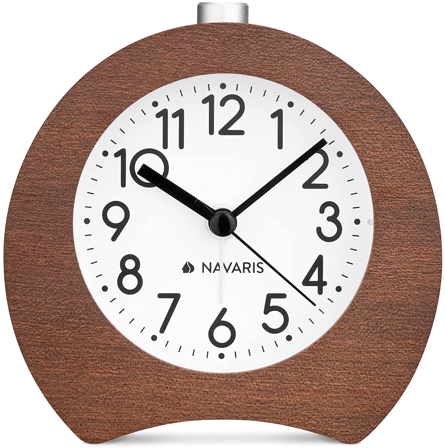 Navaris Αναλογικό Επιτραπέζιο Ρολόι και Ξυπνητήρι - Design Retro Horseshoe - Dark Brown - 54298.18.02