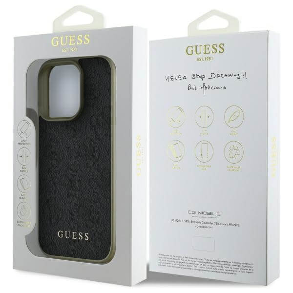 Guess iPhone 16 Pro Max - 4G Charms Collection - Θήκη με Επένδυση Συνθετικού Δέρματος - Black - GUHCP16XGF4GGR